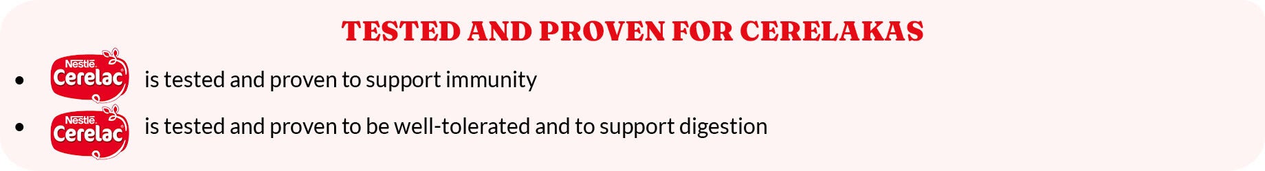 TESTED AND PROVEN FOR CERELAKAS