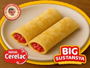 Wrap and Roll with Fruit Puree (Strawberry and Banana)