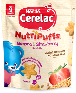Cerelac Nutripuffs Banana and Strawberry Cerelac Nutripuffs Banana and Strawberry