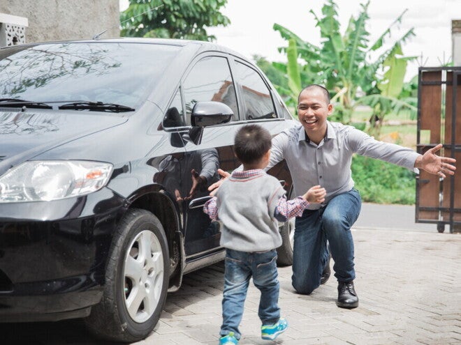 Asian toddler runs to his father, an OFW returning home for his annual leave Asian toddler runs to his father, an OFW returning home for his annual leave