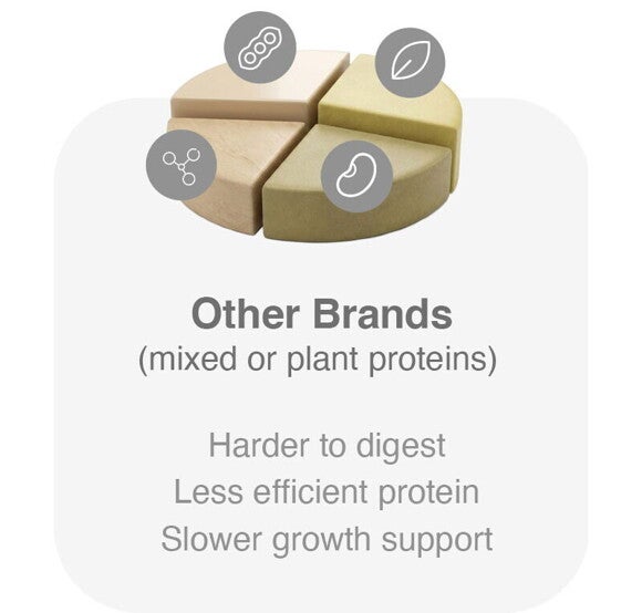  Harder to digest  Less efficient protein  Slower growth support