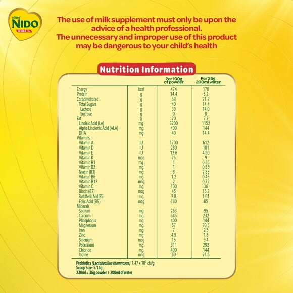 NIDO Junior Nutrition Information